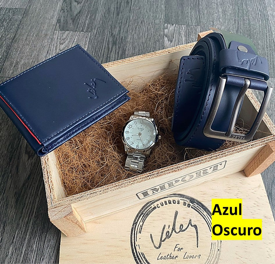 Trio Velez Correa Billetera Reloj Caja