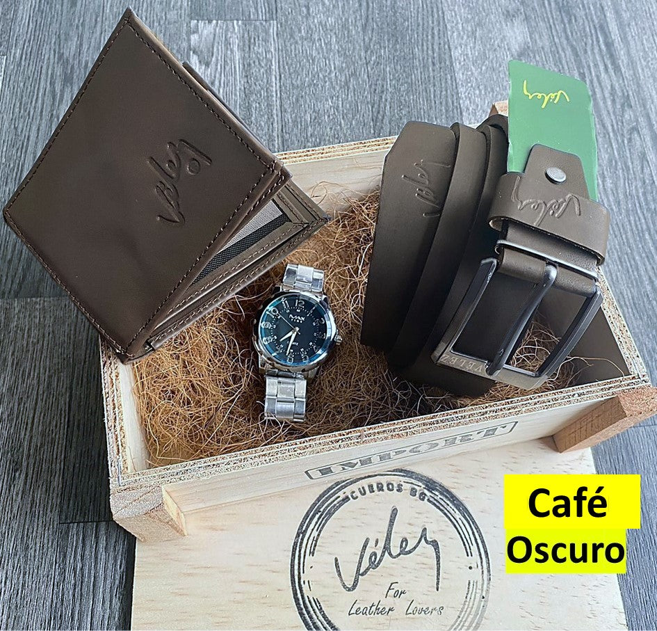 Trio Velez Correa Billetera Reloj Caja