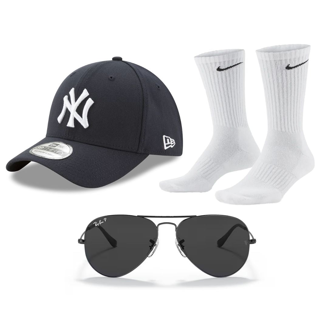 GORRA NY+GAFAS RAYBAN+MEDIAS NIKE +ENVIO GRATIS