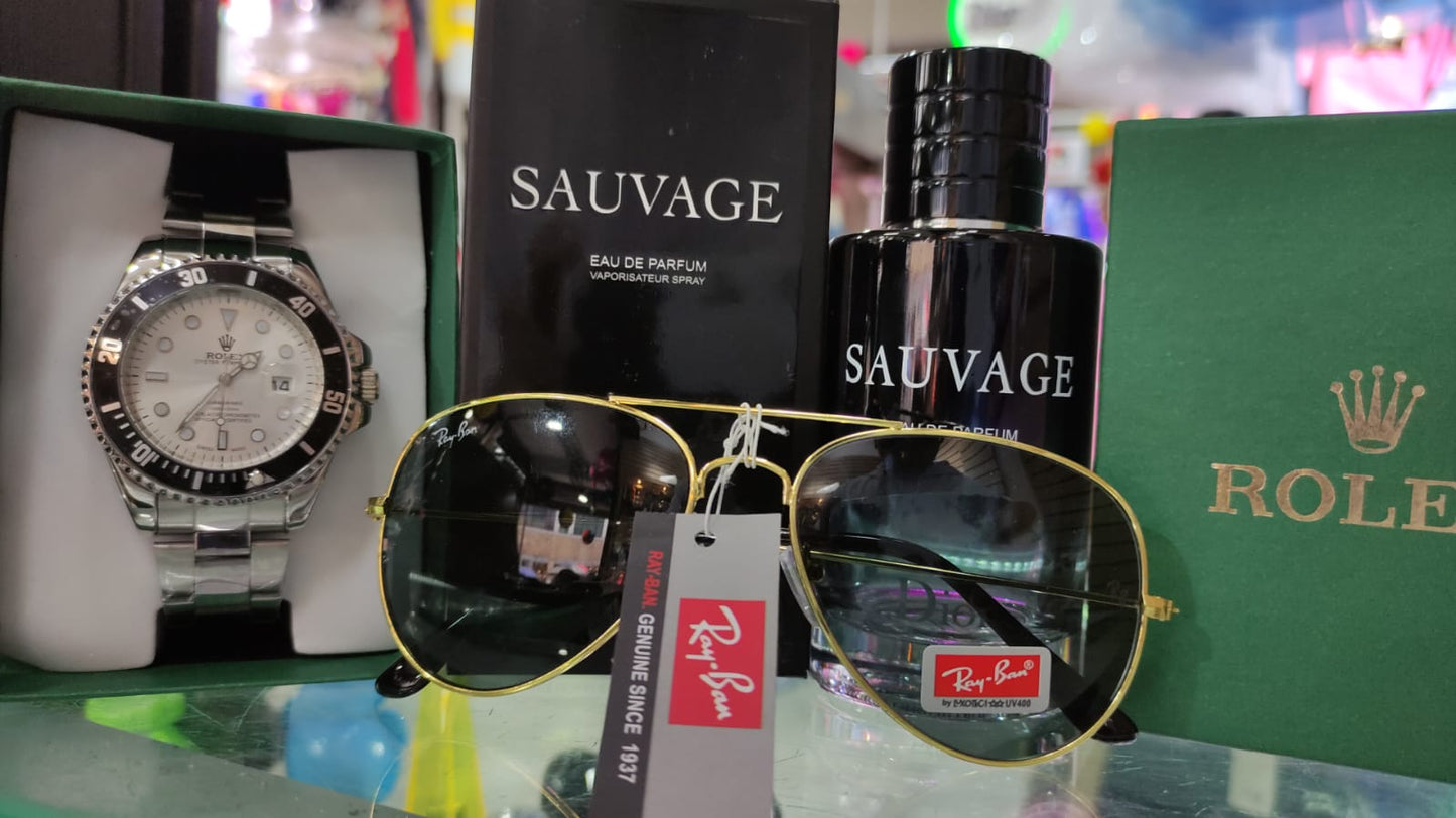 PERFUME SAUVAGE +GAFAS + RELOJ ROLEX