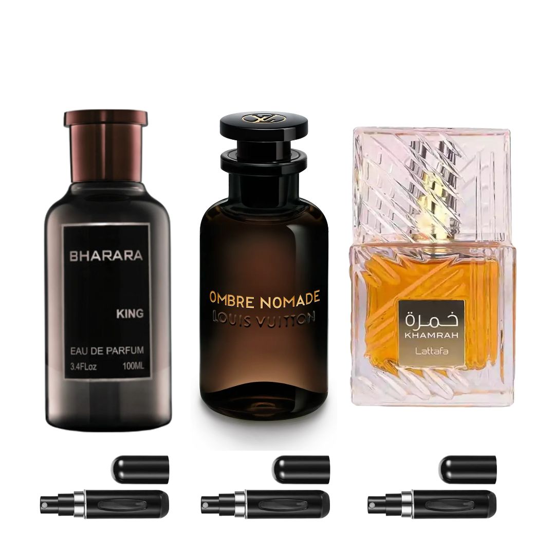 PERFUMES(AMBEROUD+KHAMRAH+NOMADA)+3 PERF